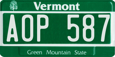 VT license plate AOP587