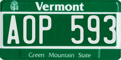 VT license plate AOP593