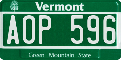 VT license plate AOP596