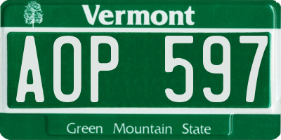 VT license plate AOP597