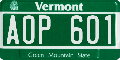 VT license plate AOP601