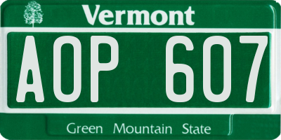 VT license plate AOP607