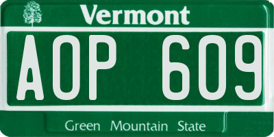 VT license plate AOP609