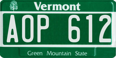 VT license plate AOP612