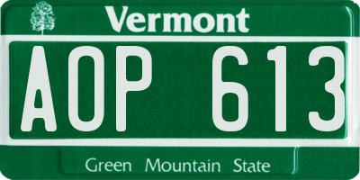 VT license plate AOP613