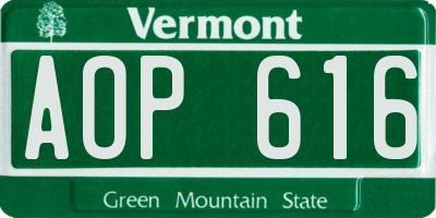 VT license plate AOP616