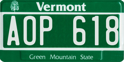 VT license plate AOP618