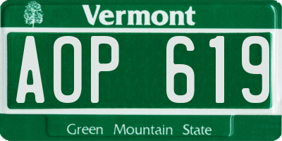 VT license plate AOP619