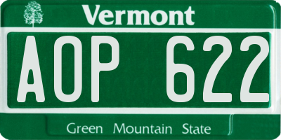 VT license plate AOP622