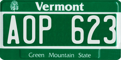 VT license plate AOP623
