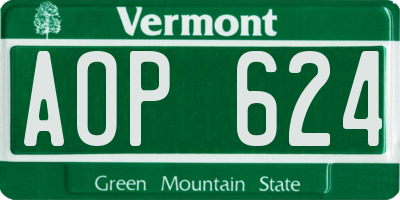 VT license plate AOP624