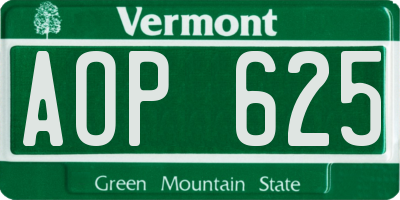 VT license plate AOP625