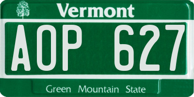 VT license plate AOP627