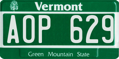 VT license plate AOP629