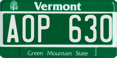 VT license plate AOP630