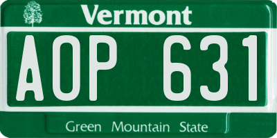 VT license plate AOP631