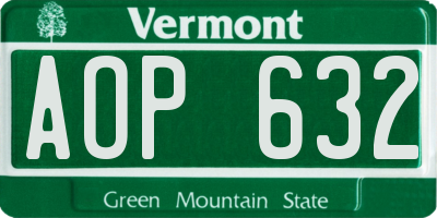VT license plate AOP632