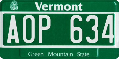 VT license plate AOP634