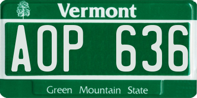 VT license plate AOP636
