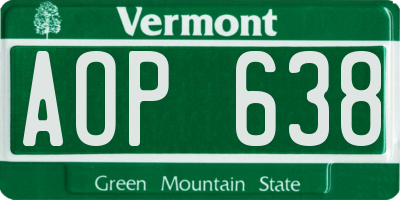 VT license plate AOP638