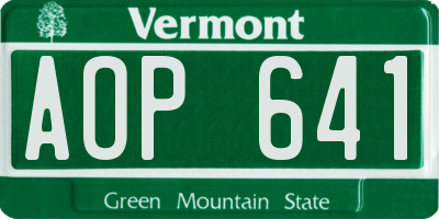 VT license plate AOP641