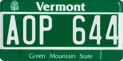 VT license plate AOP644