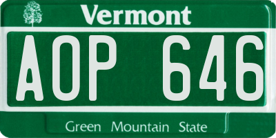 VT license plate AOP646