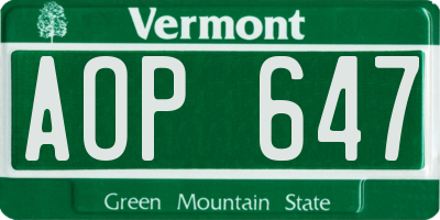 VT license plate AOP647