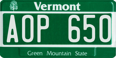 VT license plate AOP650