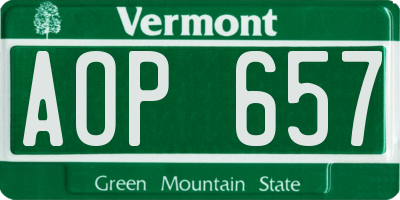 VT license plate AOP657