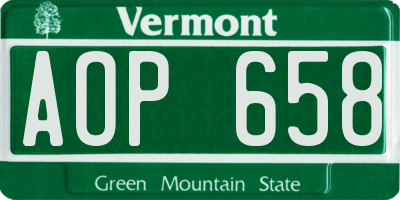 VT license plate AOP658