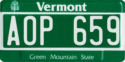 VT license plate AOP659