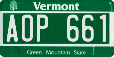 VT license plate AOP661