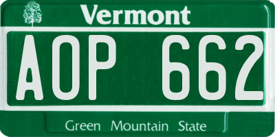 VT license plate AOP662