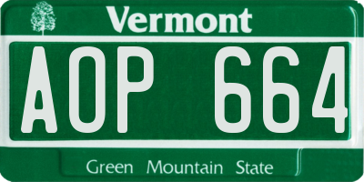VT license plate AOP664