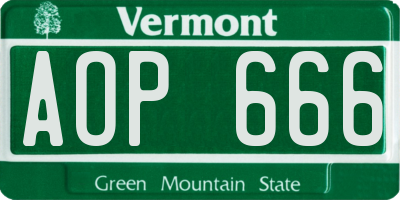 VT license plate AOP666