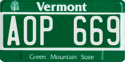 VT license plate AOP669