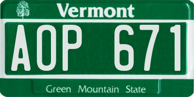 VT license plate AOP671