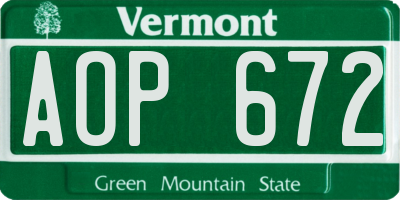 VT license plate AOP672