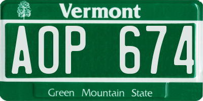 VT license plate AOP674
