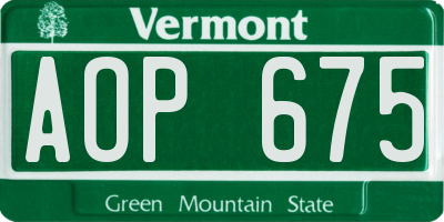 VT license plate AOP675