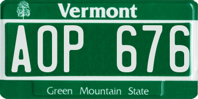 VT license plate AOP676