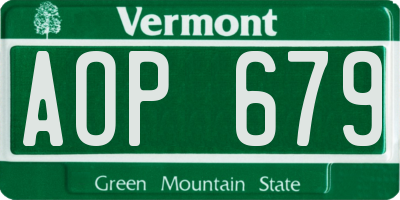 VT license plate AOP679