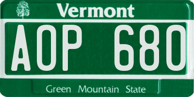 VT license plate AOP680