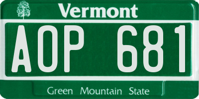 VT license plate AOP681