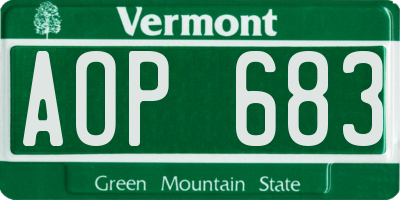 VT license plate AOP683