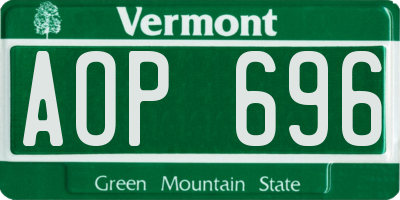 VT license plate AOP696