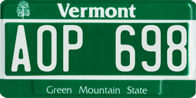 VT license plate AOP698