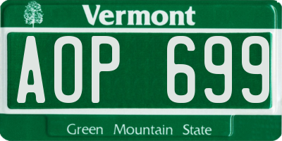 VT license plate AOP699