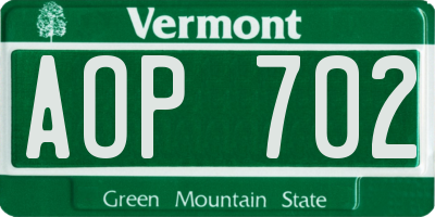 VT license plate AOP702